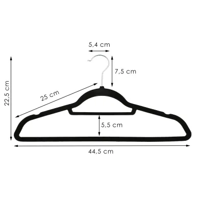 Zamatové ramienka na oblečenie 44,5 cm SPRINGOS HG0060 20ks čierna
