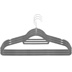 Zamatové ramienka na oblečenie 44,5 cm SPRINGOS HG0061 20ks sivá
