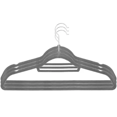Zamatové ramienka na oblečenie 44,5 cm SPRINGOS HG0061 20ks sivá