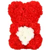 Medvedík z ruží 22 cm SPRINGOS ROSE BEAR HA7219 červený s bielym srdcom