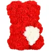 Medvedík z ruží 22 cm SPRINGOS ROSE BEAR HA7219 červený s bielym srdcom