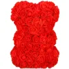 Medvedík z ruží 22 cm SPRINGOS ROSE BEAR HA7219 červený s bielym srdcom