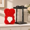 Medvedík z ruží 22 cm SPRINGOS ROSE BEAR HA7219 červený s bielym srdcom