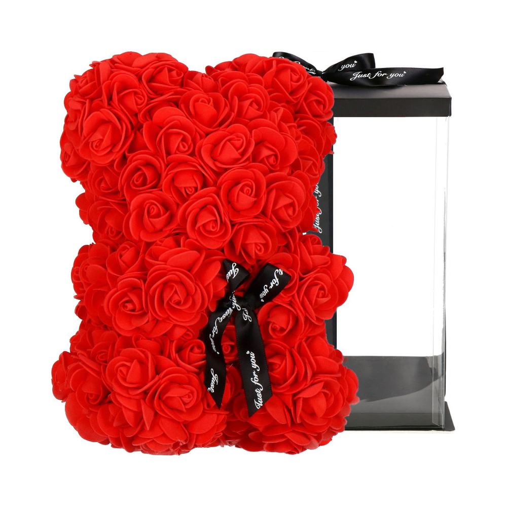 Medvedík z ruží 22 cm SPRINGOS ROSE BEAR HA7218 červený