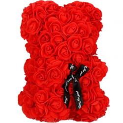 Medvedík z ruží 22 cm SPRINGOS ROSE BEAR HA7218 červený
