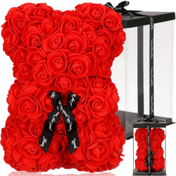 Medvedík z ruží 22 cm SPRINGOS ROSE BEAR HA7218 červený