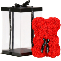 Medvedík z ruží 22 cm SPRINGOS ROSE BEAR HA7218 červený