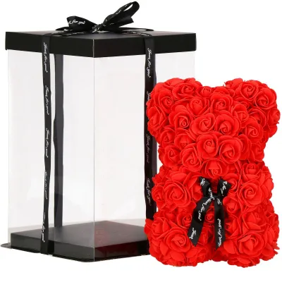 Medvedík z ruží 22 cm SPRINGOS ROSE BEAR HA7218 červený