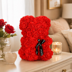 Medvedík z ruží 22 cm SPRINGOS ROSE BEAR HA7218 červený