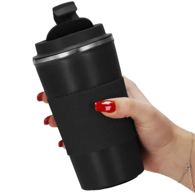 Termohrnček 500 ml SPRINGOS Sippy KI0129 čierny