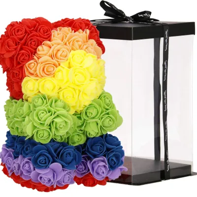 Medvedík z ruží 25 cm SPRINGOS ROSE BEAR HA7394 viacfarebný