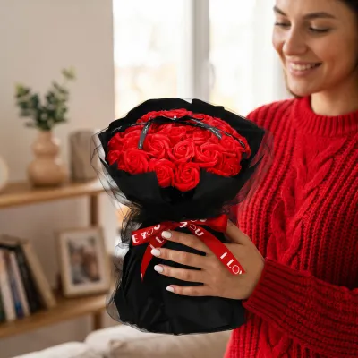Mydlové kvety SPRINGOS FLORHEART červené