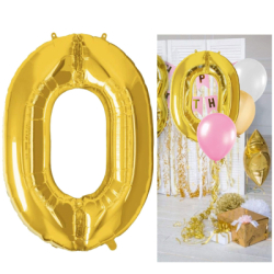 Fóliový balónik číslo 0 40 cm SPRINGOS PS0026 zlatý
