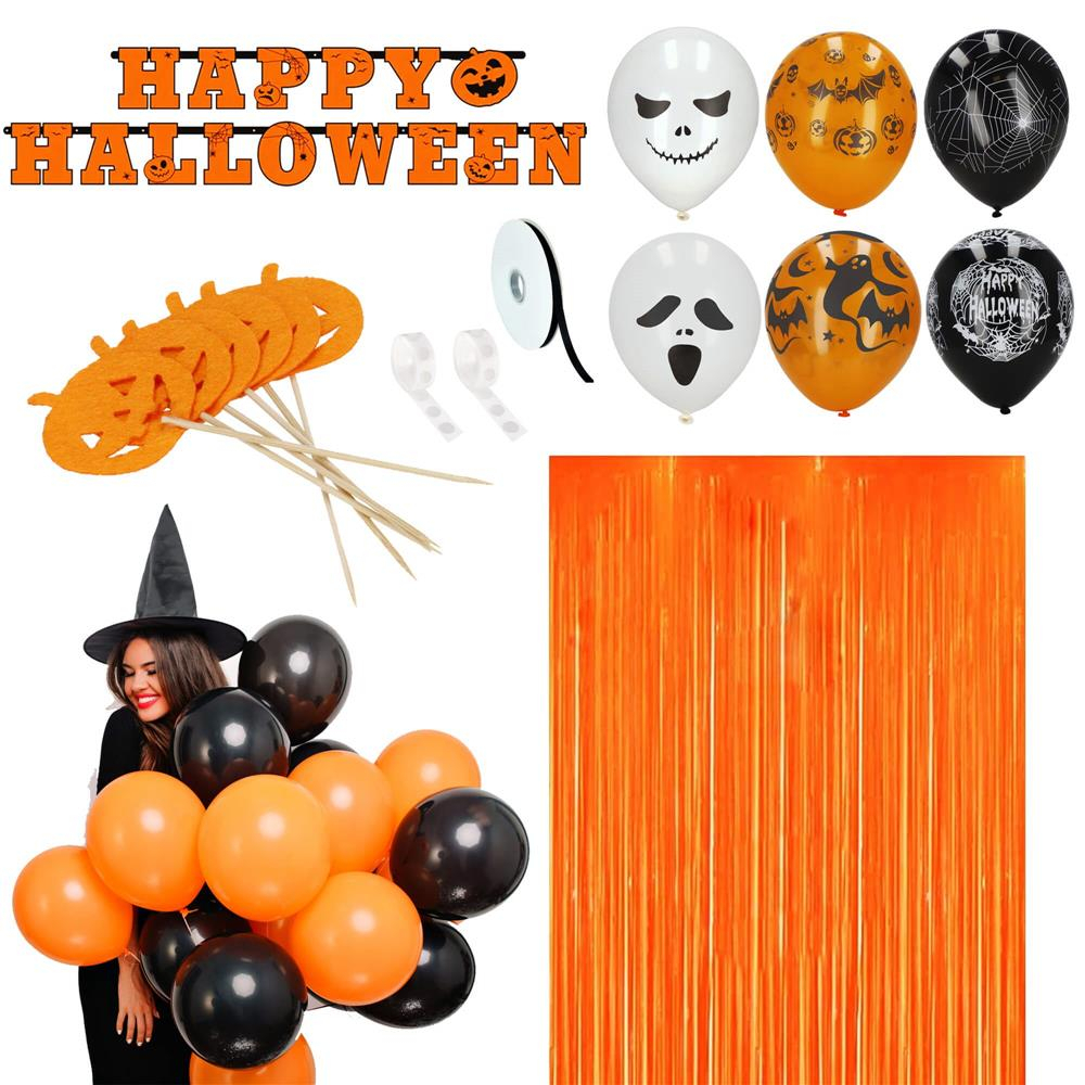Halloween dekorácia sada 38ks SPRINGOS HA5216 čierno-oranžová
