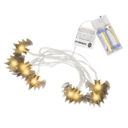 LED reťaz Netopiere - 1,6m, 10LED, 2xAA, IP20, teplá biela