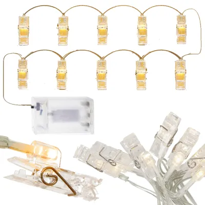 Svetelná reťaz s klipmi na fotky 10 LED SPRINGOS CL4131 teplá biela