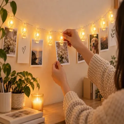 Svetelná reťaz s klipmi na fotky 10 LED SPRINGOS CL4131 teplá biela