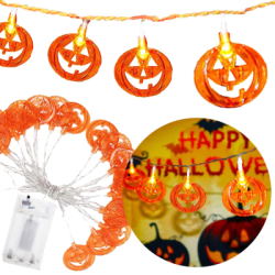 Halloweenska svetelná reťaz s tekvicami 20 LED 3,3 m SPRINGOS CL4063 teplá biela