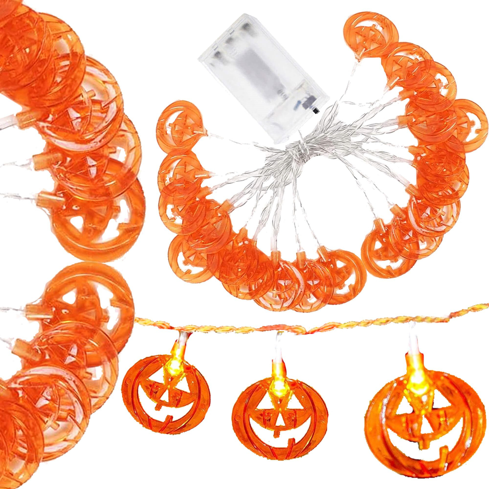 Halloweenska svetelná reťaz s tekvicami 20 LED 3,3 m SPRINGOS CL4063 teplá biela