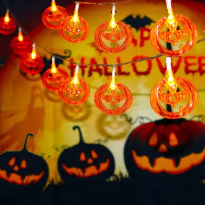 Halloweenska svetelná reťaz s tekvicami 20 LED 3,3 m SPRINGOS CL4063 teplá biela