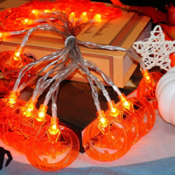 Halloweenska svetelná reťaz s tekvicami 20 LED 3,3 m SPRINGOS CL4063 teplá biela