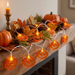 Halloweenska svetelná reťaz s tekvicami 20 LED 3,3 m SPRINGOS CL4063 teplá biela