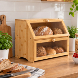 Chlebník dvojposchodový 39x25x32 cm SPRINGOS Natura KI0162 prírodný