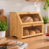 Chlebník dvojposchodový 39x25x32 cm SPRINGOS Natura KI0162 prírodný