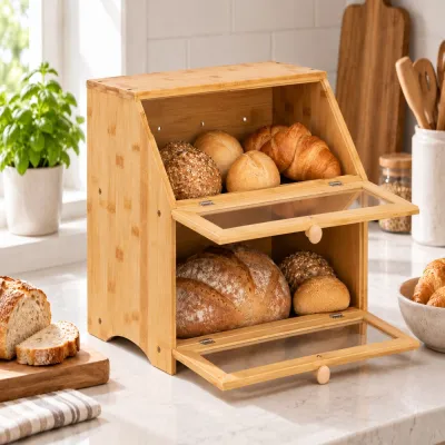 Chlebník dvojposchodový 39x25x32 cm SPRINGOS Natura KI0162 prírodný