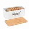 Chlebník s bambusovým vekom 33x18x14 cm SPRINGOS KI0165 biely