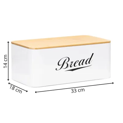Chlebník s bambusovým vekom 33x18x14 cm SPRINGOS KI0165 biely