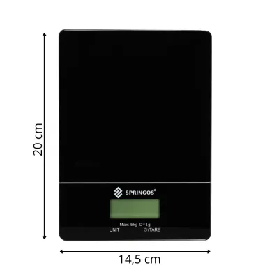 Kuchynská váha 5 kg SPRINGOS HA7569 čierna