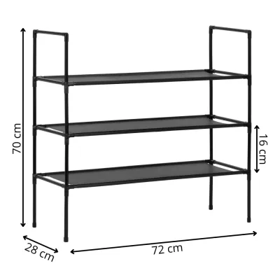 Botník s 3 policami 28x72x70 cm SPRINGOS HA7548 čierny