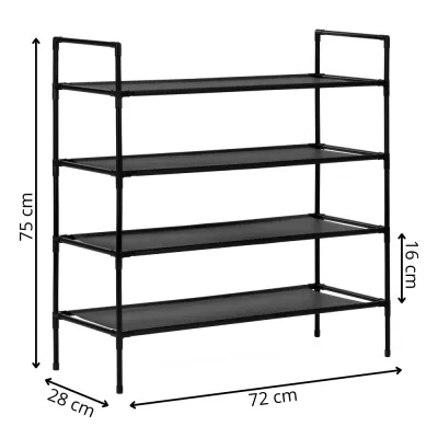 Botník so 4 policami 75x72x28 cm SPRINGOS HA7549 čierny