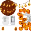 LED reťaz Tekvica - 2,8m, 20LED, 8 funkcií, ovládač, 3xAA, IP44, teplá biela