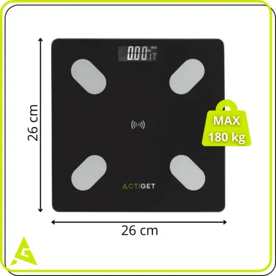 Osobná váha s Bluetooth 180 kg ACTIGET ACT0178 čierna