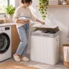 Kôš na bielizeň 100 l dvojkomorový bambusový SPRINGOS HA0069 biely