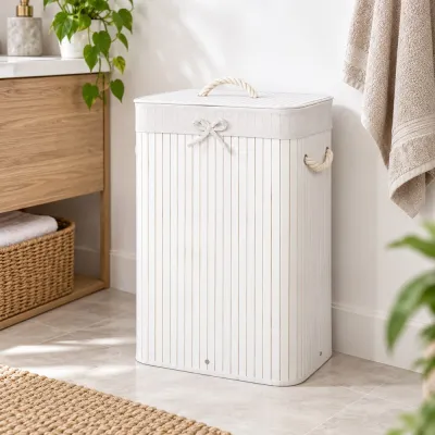 Kôš na bielizeň 72 l bambusový SPRINGOS BAMBOO HA0075 biely