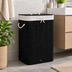 Kôš na bielizeň 72 l bambusový SPRINGOS BAMBOO HA0077 čierny