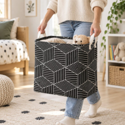 Úložný box 35 l skladací SPRINGOS HA0105 čierno-krémový