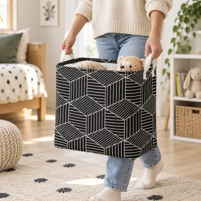 Úložný box 35 l skladací SPRINGOS HA0105 čierno-krémový