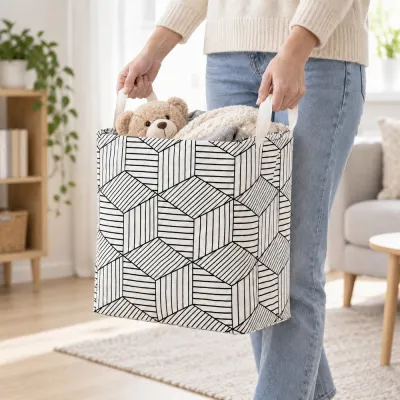Úložný box 35 l skladací SPRINGOS HA0106 čierno-biely