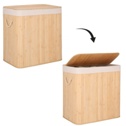 Kôš na bielizeň 150 l trojkomorový bambusový SPRINGOS HA0154 hnedý