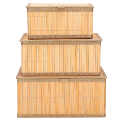Bambusové úložné boxy 3ks SPRINGOS HA0153 svetlo hnedé