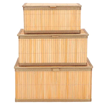 Bambusové úložné boxy 3ks SPRINGOS HA0153 svetlo hnedé