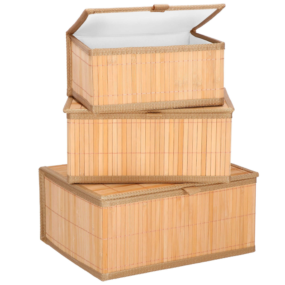 Bambusové úložné boxy 3ks SPRINGOS HA0153 svetlo hnedé