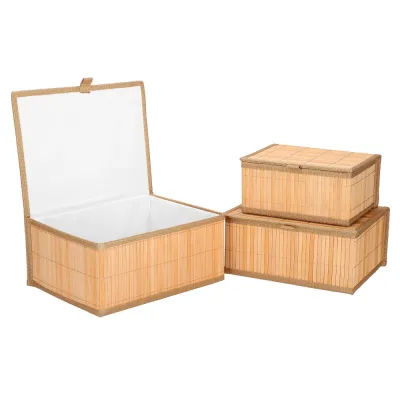 Bambusové úložné boxy 3ks SPRINGOS HA0153 svetlo hnedé