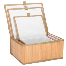 Bambusové úložné boxy 3ks SPRINGOS HA0153 svetlo hnedé