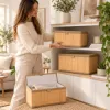 Bambusové úložné boxy 3ks SPRINGOS HA0153 svetlo hnedé