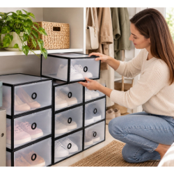 Úložný box na topánky 23x33x13, 5 cm SPRINGOS HA3005 priehľadný